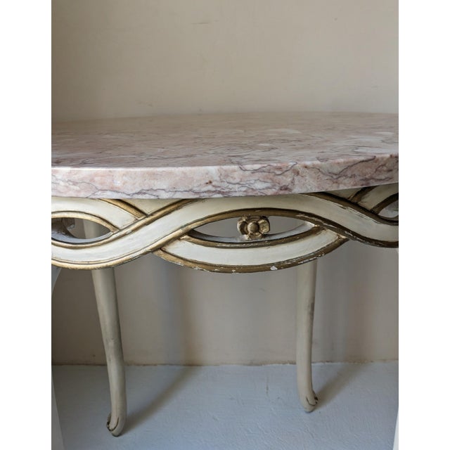 Italian 1920s Italian Pink Marble Cafe Style Side Table For Sale - Image 3 of 6