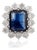 Luxury 7.11 Ct Sapphire Estate Ring With 13 Round 4.06 Ct Diamonds in 18k Gold Size 5.5 For Sale