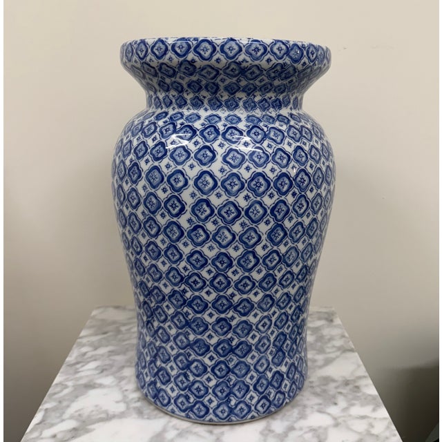2020s Blue and White Ceramic Garden Stool For Sale - Image 5 of 6