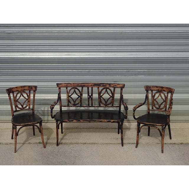 Antique garden furniture by Walter Baumann, pre-1910. The company was established in Colombier-Fontaine, Doubs, in 1903....