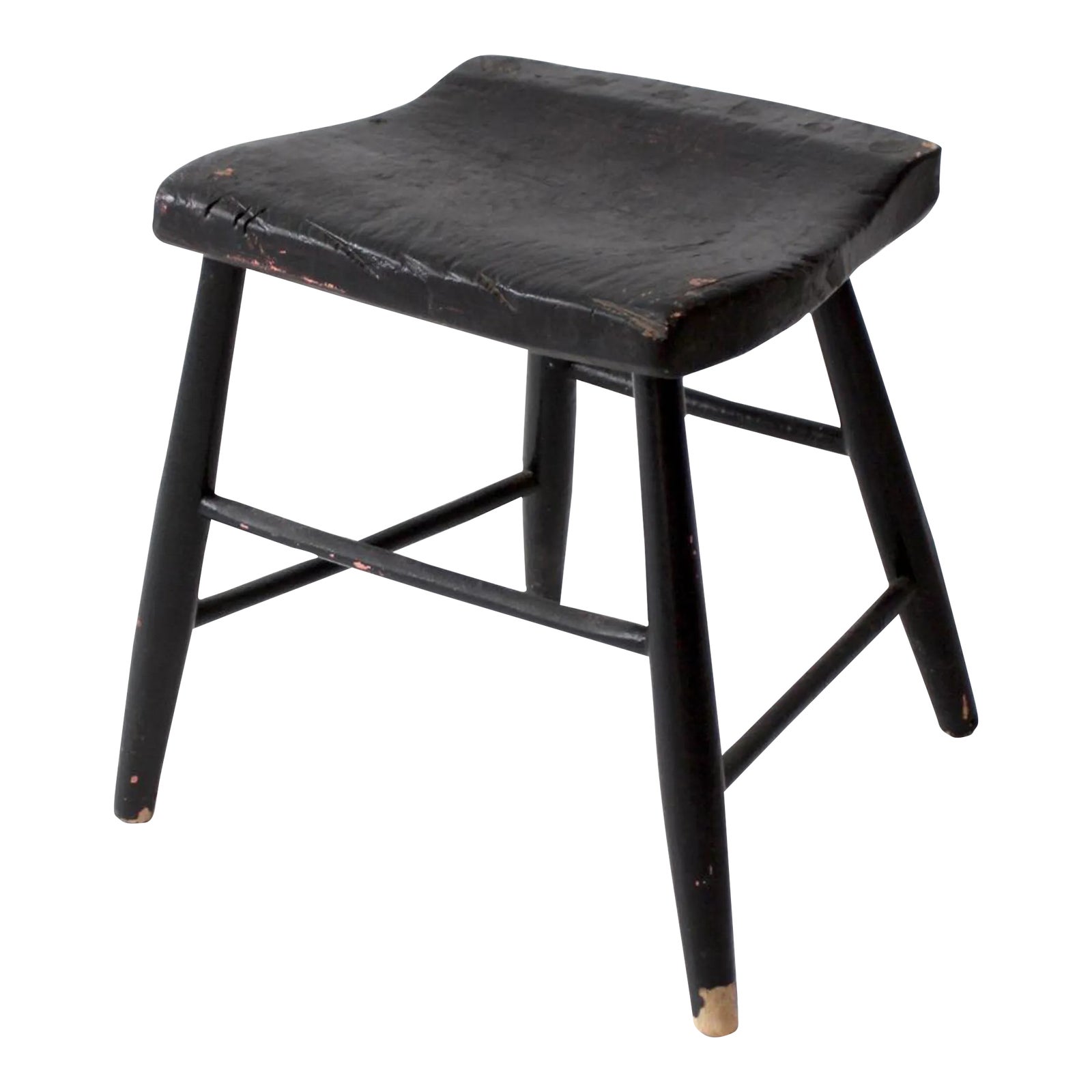 Antique Black Wooden Stool Chairish