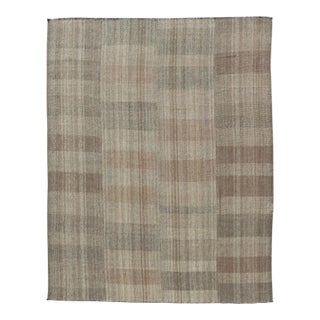 Handwoven Textured Kilim Rug With Subtle Geometric Design 10'4 X 14'4 For Sale