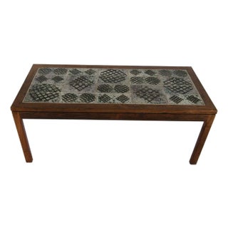 Vintage Rosewood and Tile Coffee Table For Sale