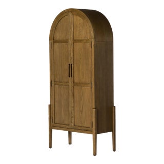 Four Hands Tolle Panel Door Cabinet, Drifted Oak Solid For Sale