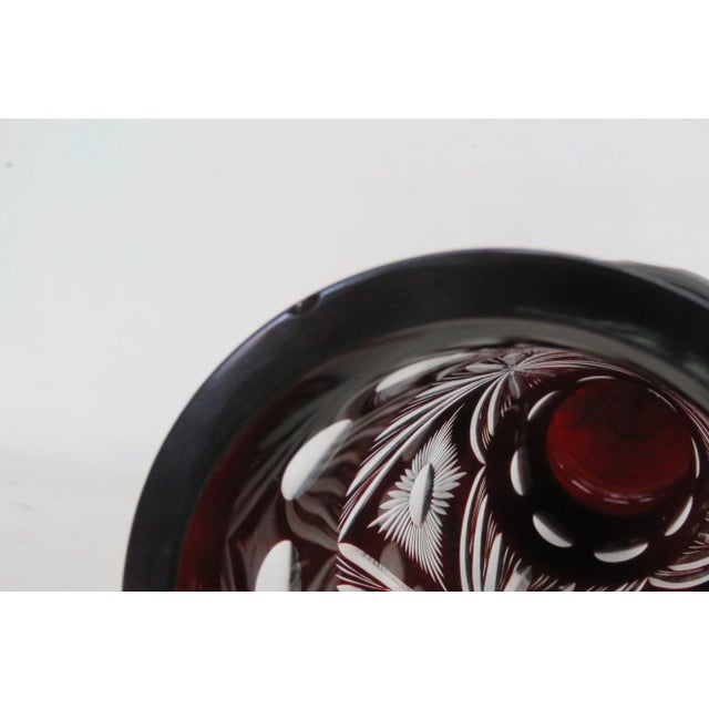 Glass Monumental Bohemian Czech Burgundy Red Cut to Clear Tall Vase For Sale - Image 7 of 12