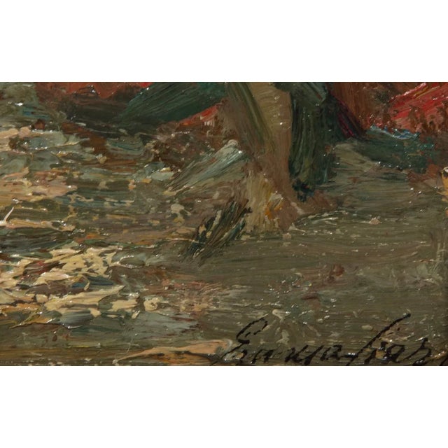 Emma Ciardi Italian 1879-1933 "Congedo" oil on board c. 1895, signed lower right, signed, titled, "Borghi & Co., New York,...