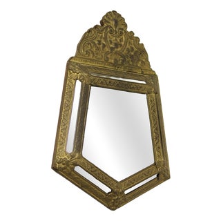 Hall Mirror with Brass Frame, 1920s For Sale