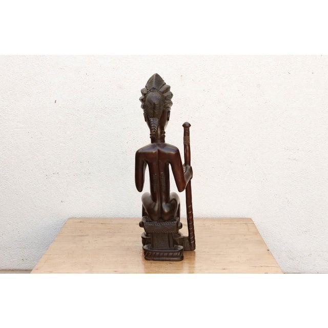 Handcarved African Chokwe Chief Figure For Sale - Image 9 of 10