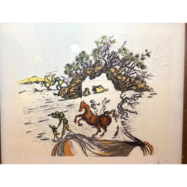 Surrealism 1984 Vintage Original Salvador Dali "Horses on Shore" LMT Ed Surrealism Print Art For Sale - Image 3 of 15