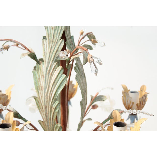 1970s Floral Chandelier in Pastel Colors with Crystal Glass, 1970s For Sale - Image 5 of 18