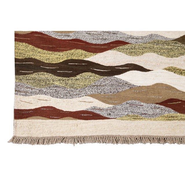 Textile 21st Century Modern Flatweave Wool Rug For Sale - Image 7 of 13