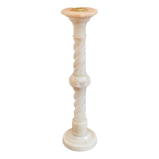 Vintage Alabaster Pedestal, Italy, 1950 For Sale