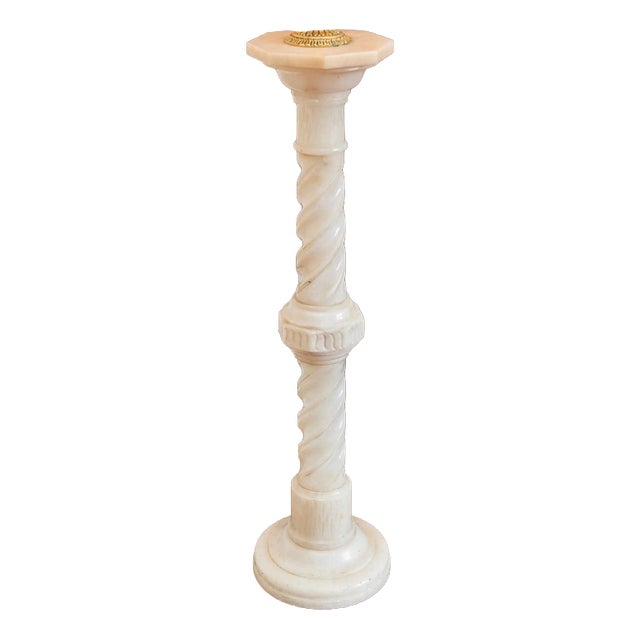 Vintage Alabaster Pedestal, Italy, 1950 For Sale