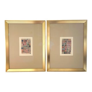 Framed Philatelic Collection 19th Century World Stamps. Set of 2 For Sale