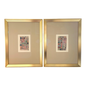 Framed Philatelic Collection 19th Century World Stamps. Set of 2