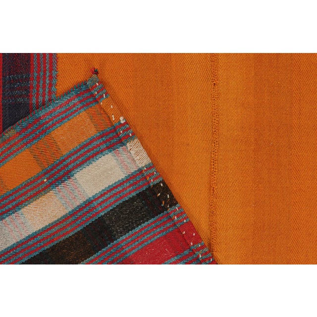 Textile 1950s Vintage Persian Kilim in Orange & Multicolor Stripes, Panel Style by Rug & Kilim For Sale - Image 7 of 8