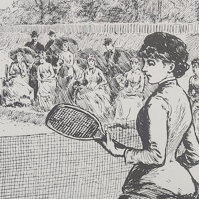 Paper 19th Century Victorian Lawn Tennis Framed Prints - A Pair For Sale - Image 7 of 13