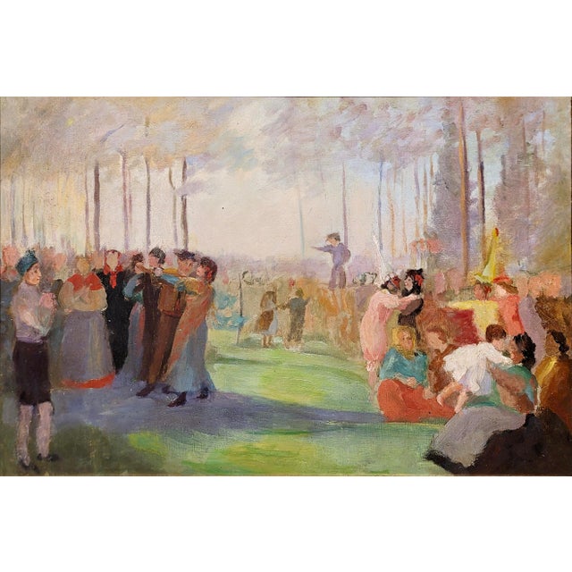 Post Impressionist Willem Vaarzon Morel "Attributed"-Outdoor Italian Reverly Party -Oil Painting-C1910s For Sale - Image 3 of 9
