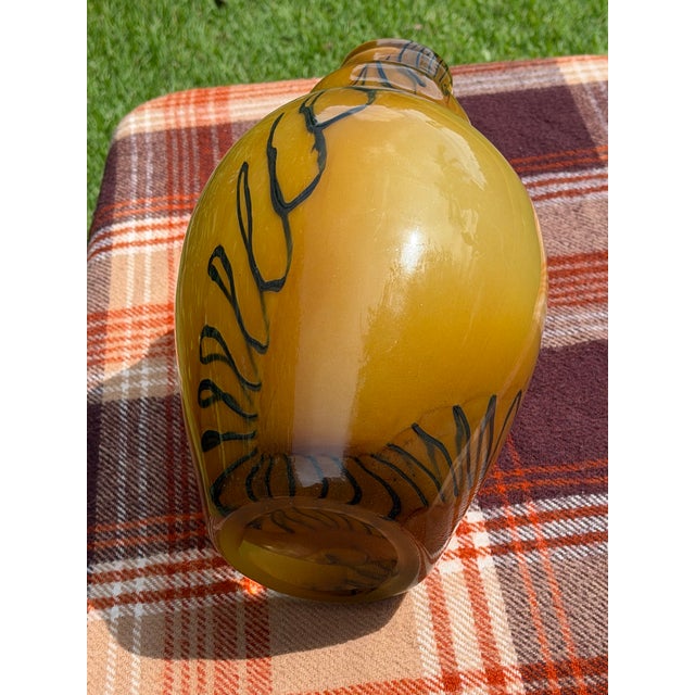 Vintage Romanian 12.5” Amber Art Glass Vase by Mihai Topescu For Sale - Image 10 of 12