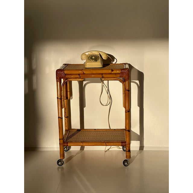 Console Table in Wood and Rattan, 1970s For Sale - Image 6 of 8