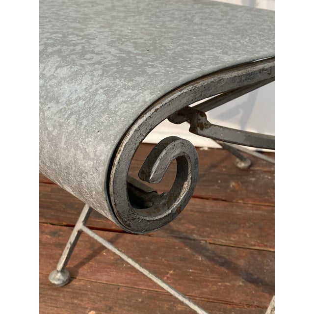 Wrought Iron and Galvanized Aluminum Folding Chairs For Sale - Image 9 of 15