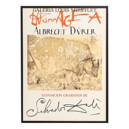 Limited Edition Framed Homage to Albrecht Dürer Poster after Salvador Dalí, 1970s For Sale