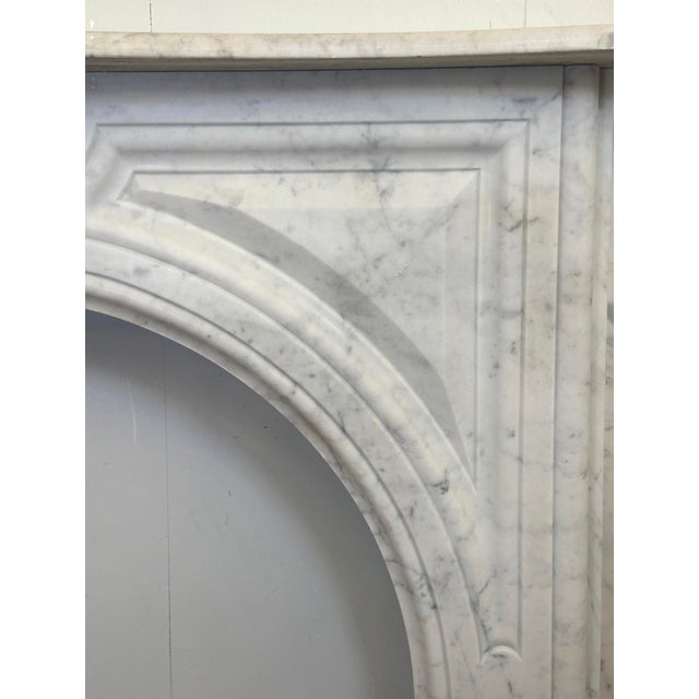 Late 19th Century Antique Neoclassical White Marble Fireplace Mantel For Sale - Image 5 of 9