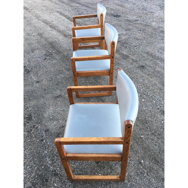 Late 20th Century Danish Modern Oak Box Chairs on Sled Bases - Set of 6 For Sale - Image 9 of 12