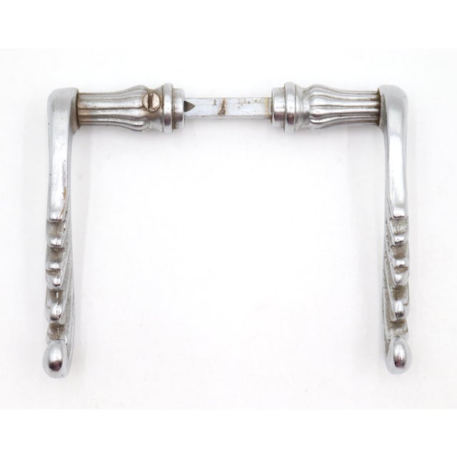 Pair of Swirl Nickel Plated Brass Passage Door Levers For Sale - Image 4 of 5