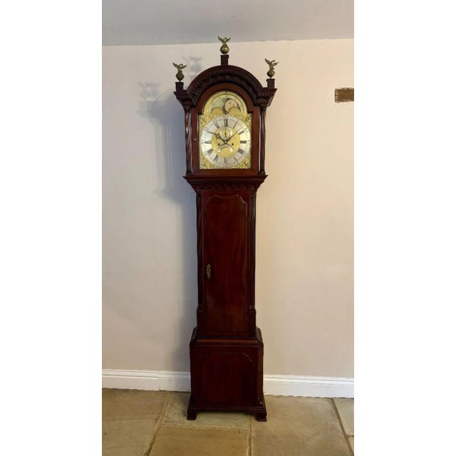 Antique George III Mahogany 8-Day Long Case Clock For Sale - Image 6 of 10
