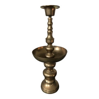 Large Solid Brass Candle Holder For Sale