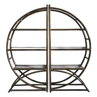 Vintage Circular Bamboo Bookcase, 1980 For Sale