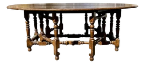 Antique English Massive Oval Gate-Leg Drop-Leaf Dining Table