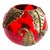 1970s Fifth Ave Crystal Ltd. Red Tealight Candle Potpourri Bowl Vase With Gold Leaves For Sale