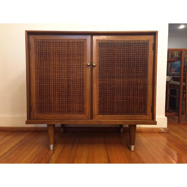 MidCentury Modern Walnut & Cane Storage Chairish