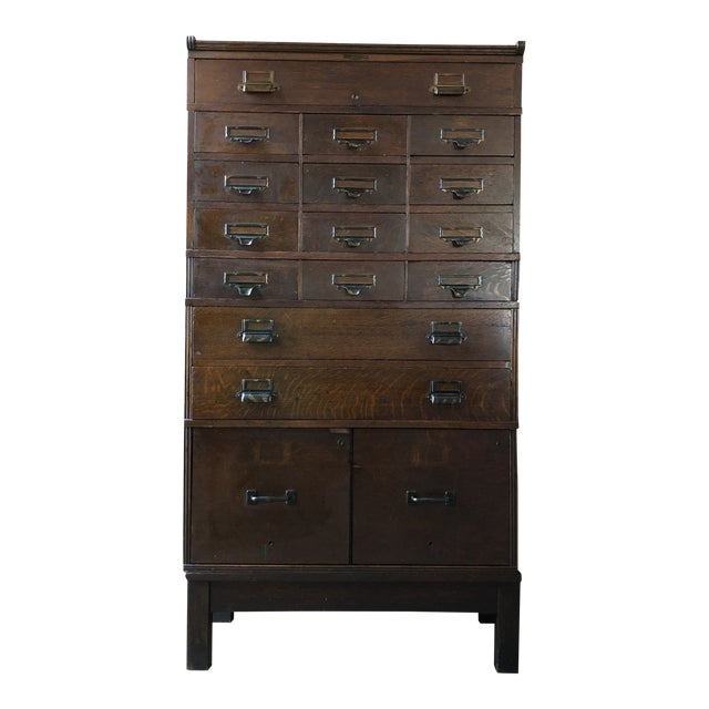 1920 S Antique Oak Card Catalog Drawer Unit Chairish