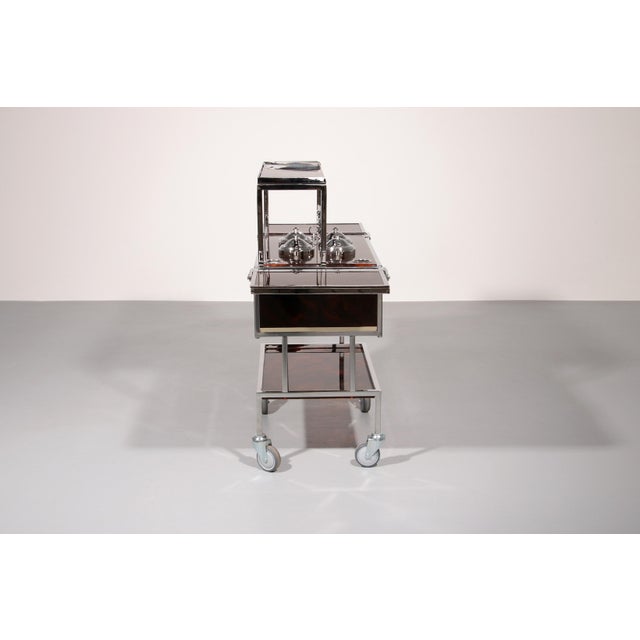 Metal Italian Bar Car Trolley with Chrome and Faux Tortoise, 1960s For Sale - Image 7 of 15