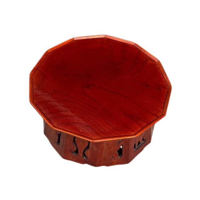 Early 20th Century Meiji Period Red Lacquer Octagon Footstool/Plant Stand For Sale - Image 11 of 12