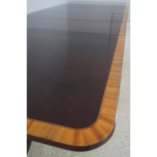 Stickley Regency Style Mahogany Double Pedestal Inlaid Dining Table For Sale - Image 14 of 18