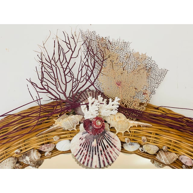 Sea Shell Wicker Coastal Wall Mirror For Sale In Miami - Image 6 of 6