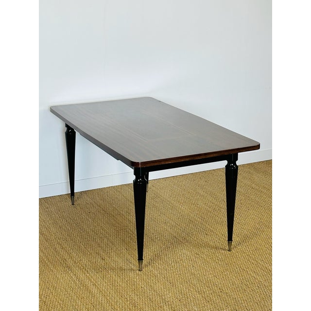 French Modern Dining Table in Marquetry Macassar Ebony, 1950s For Sale - Image 6 of 17