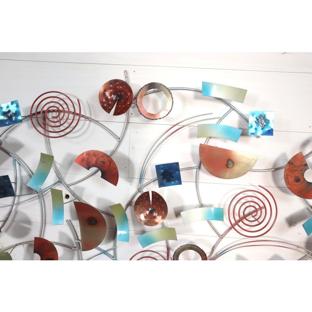 Vintage Curtis Jere Style Circular Rings Sculpture Wall Hanging Brass Copper Metal Mid Century Modern Retro Style Artisan House Brutalist For Sale - Image 6 of 10