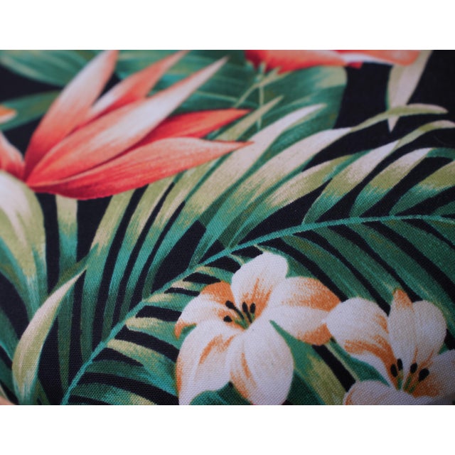 Vintage Coastal Rattan Bistro Table & Chairs Set, New Tropical Fabric, 1970s For Sale - Image 10 of 13