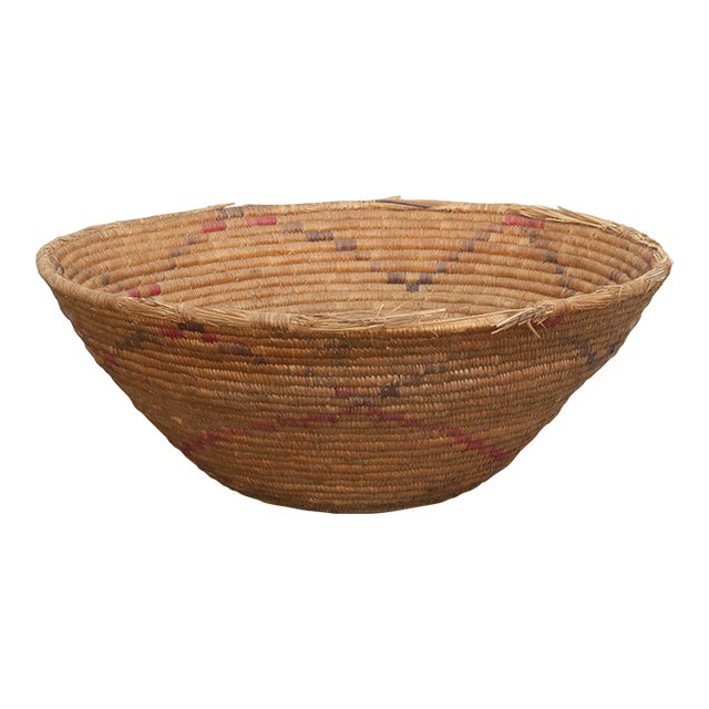 Antique Floral Motif Harvesting Basket For Sale