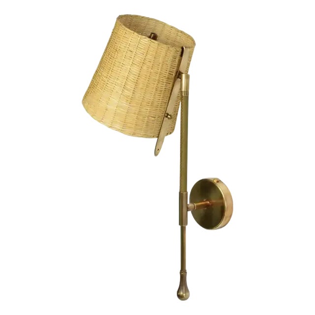 Ancora-W2 Contemporary Polished Brass Wicker Wall Light Sconce Jonathan Amar For Sale