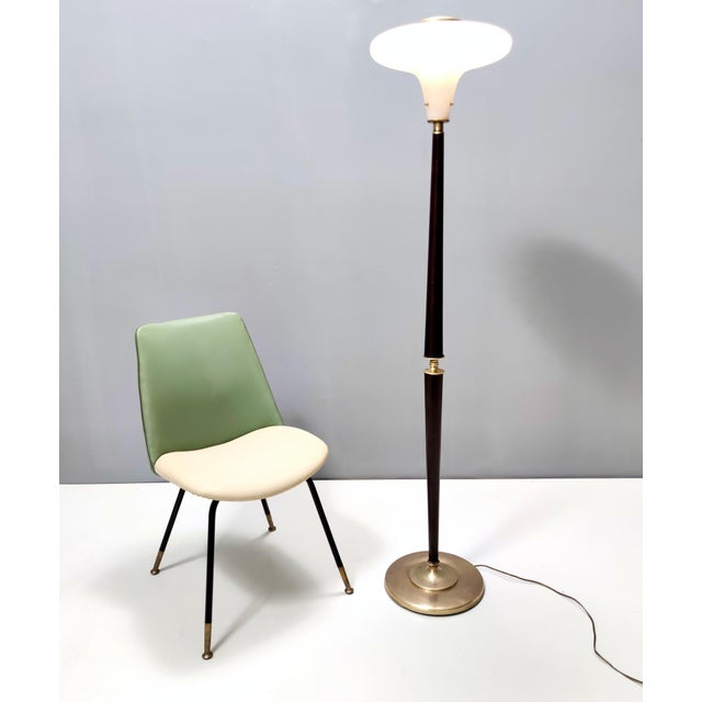 Mid-Century Modern Vintage Italian Wood and Brass Floor Lamp, 1950s For Sale - Image 3 of 14