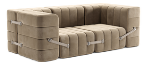 Curt Modular Set - Flexible 2-Seater with Armrests - Barcelona - Vole - V3347/15 (Grey / Brown) by Ambivalenz, Set of 7