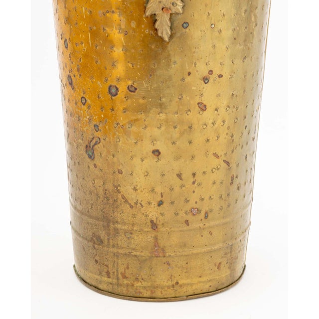1900 - 1909 Arts and Crafts Hammered Brass Umbrella Stand, Circa 1900 For Sale - Image 5 of 9