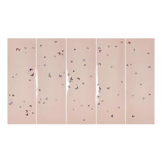 36“* H120“/Panel*5ps, Modern Whimsical Butterfly Mural Wallpaper in Pink For Sale