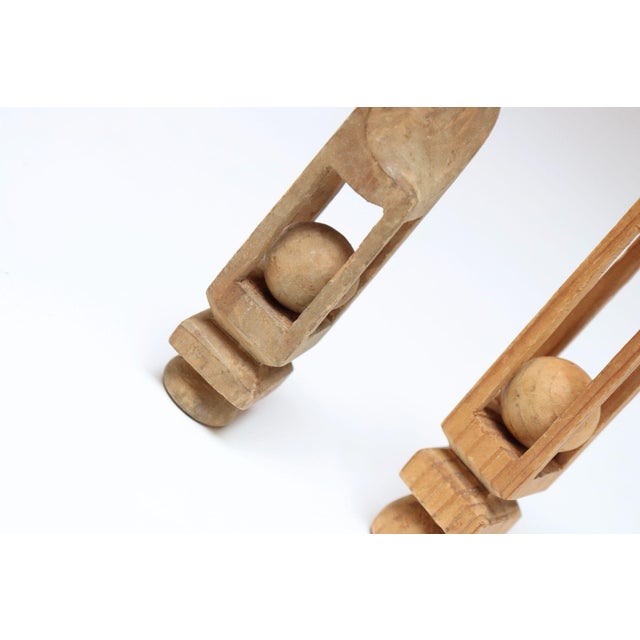 Set of Two Small Folk Art Hand Carved Trench Art Whimsy Ball in Cage Sculptures For Sale - Image 13 of 13